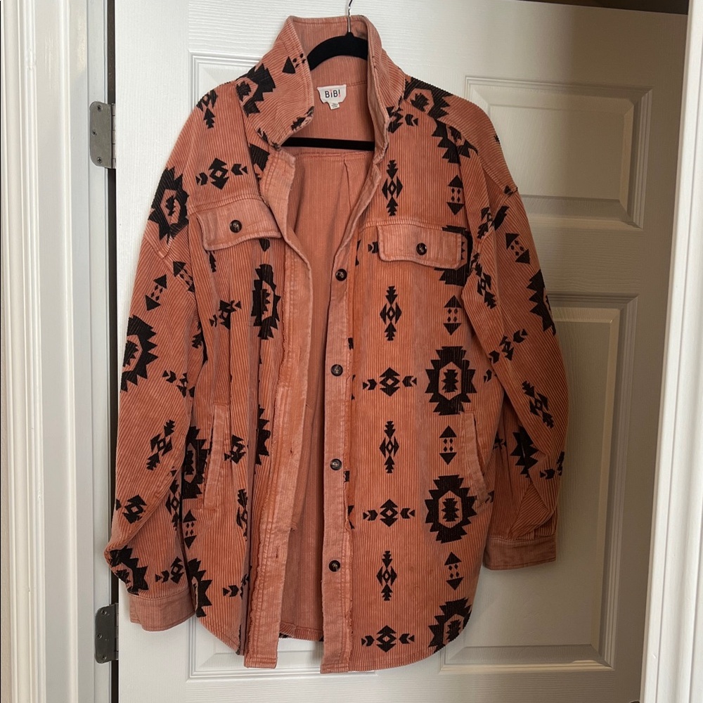 Tribal Print Corduroy Jacket